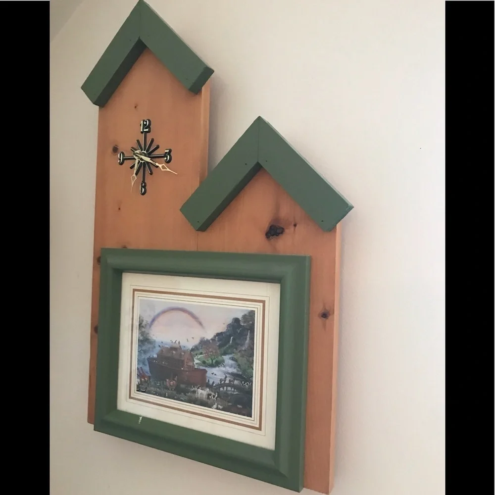 ⭐️Rare Vintage 1980’s Noah’s Ark Wood Clock Picture